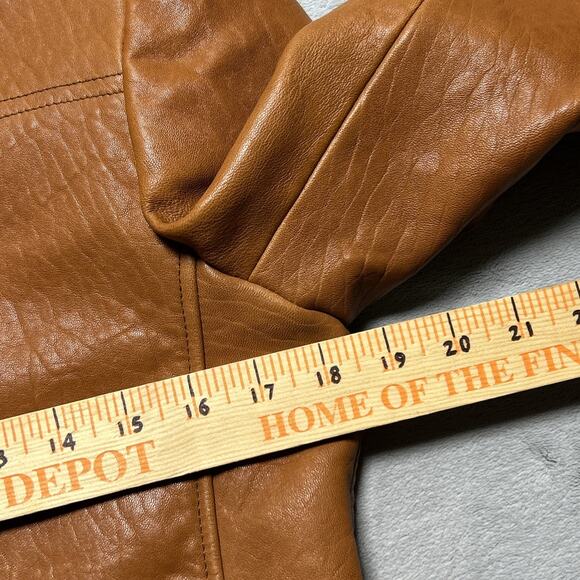 Vtg Heavyweight Leather Hoodie Jacket Men Small Wilsons Hooded Quilt line Brown - Picture 9 of 16